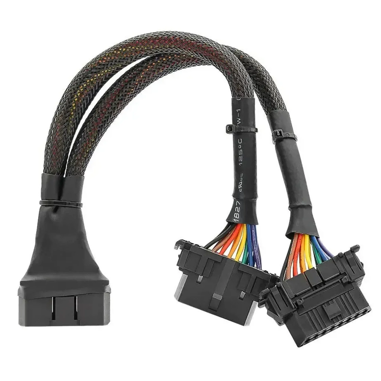 16-poliges OBD2 Nylon Verlängerungs- und Splitterkabel 2-teilig (30 cm) | Schnittstelle
