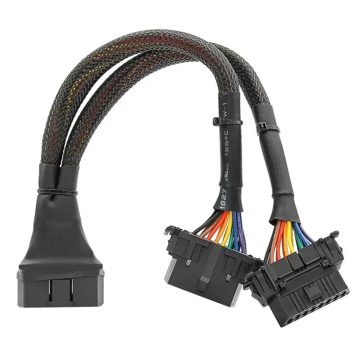 16-poliges OBD2 Nylon Verlängerungs- und Splitterkabel 2-teilig (30 cm) | Schnittstelle