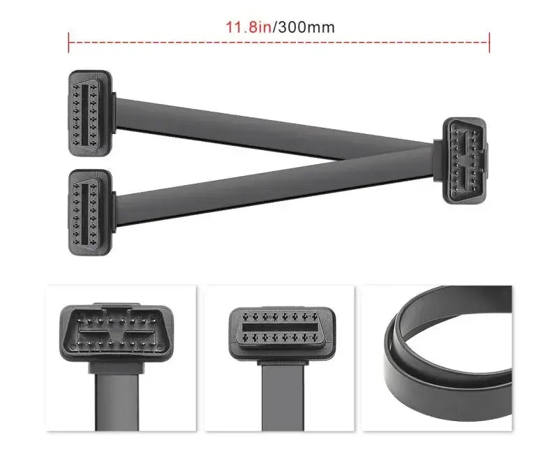 16-polige OBD2 Platte Verlängerungs- und Splitterkabel 2-teilig (30 cm) | Schnittstelle