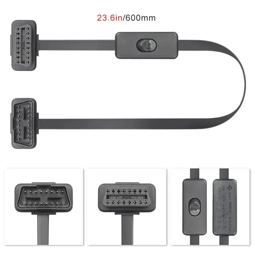 16-poliges OBD2-Verlängerungskabel mit Schalter (60 cm) | Schnittstelle
