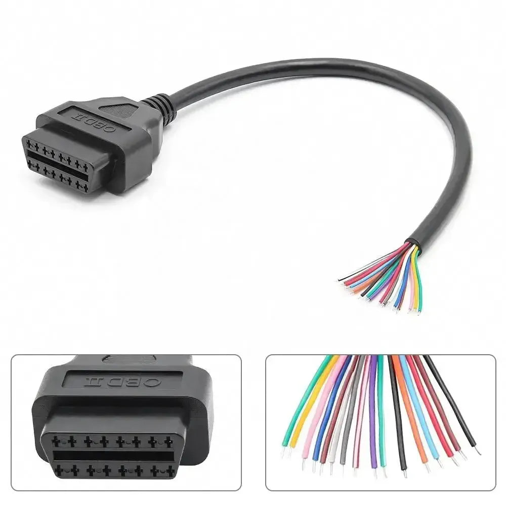 16-poliger OBD2 Stecker (Weiblich) mit 16 offenen Endkabeln (30 cm) | Zubehör