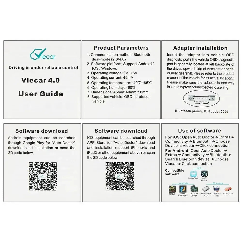 Viecar Mini OVC100 | ELM327-Schnittstelle (Bluetooth 4.0)