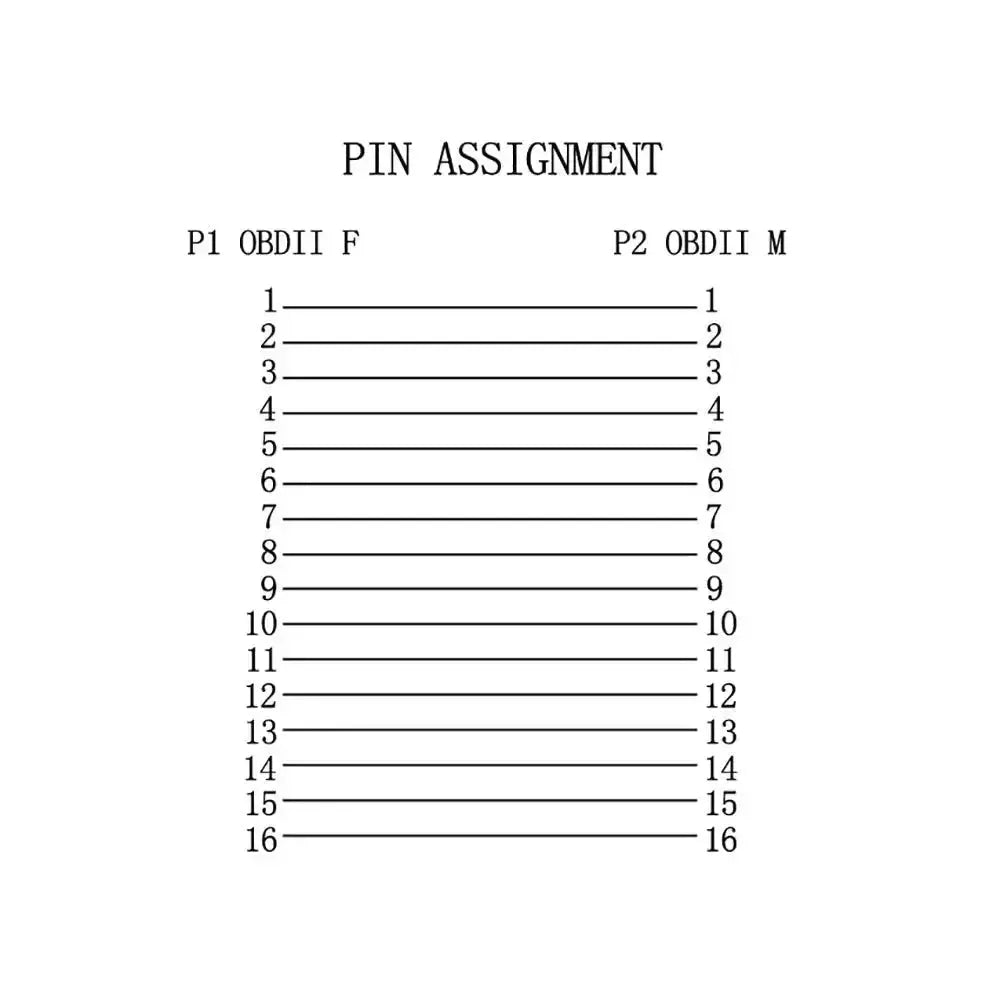 16-poliges OBD2-Verlängerungskabel (50 cm) | Schnittstelle