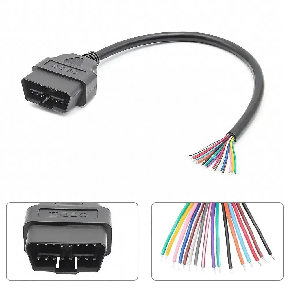 16-poliger OBD2 Stecker (Männchen) mit 16 offenen Endkabeln – 30 cm