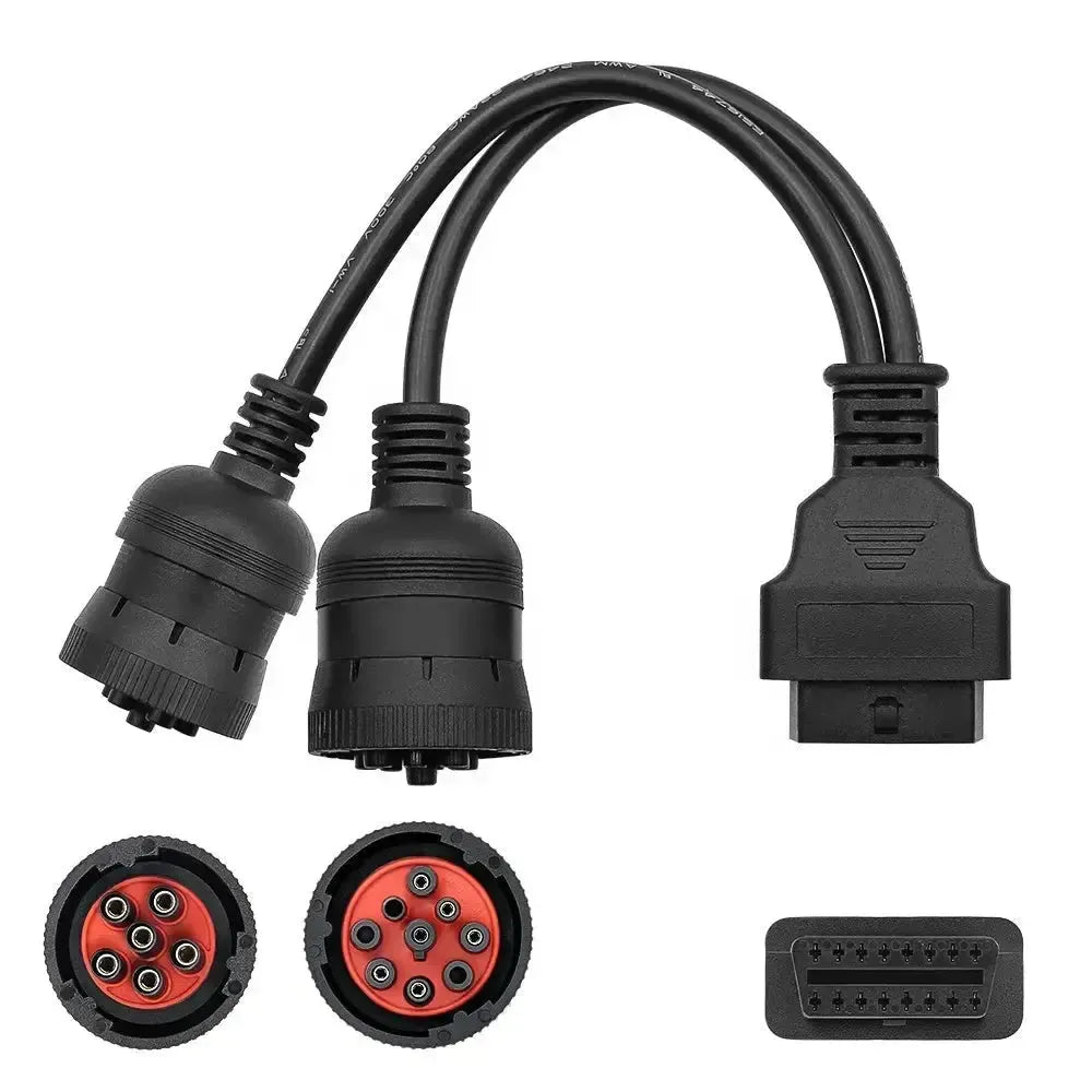 Universelles 6-poliges J1708 + 9-poliges J1939 - 16-poliges OBD2 Adapterkabel für Nutzfahrzeuge und Arbeitsfahrzeuge