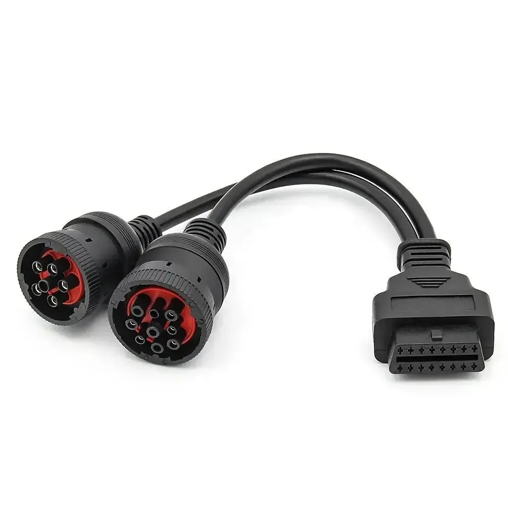 Universelles 6-poliges J1708 + 9-poliges J1939 - 16-poliges OBD2 Adapterkabel für Nutzfahrzeuge und Arbeitsfahrzeuge