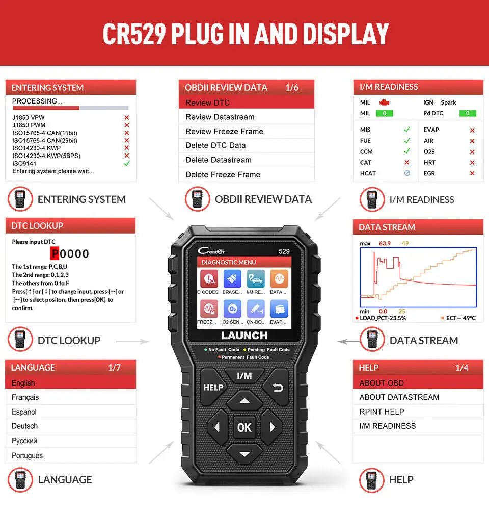Launch Creader CR529 Auto Foutcodelezer