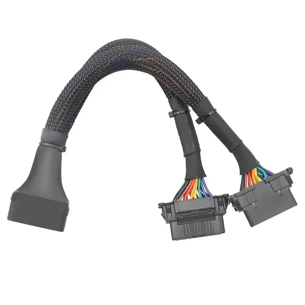 Universelles 16-poliges OBD2 Nylon Verlängerungs- und Splitterkabel 2-teilig (30 cm)
