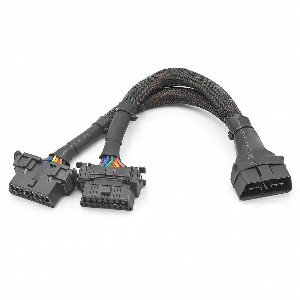 Universelles 16-poliges OBD2 Nylon Verlängerungs- und Splitterkabel 2-teilig (30 cm)